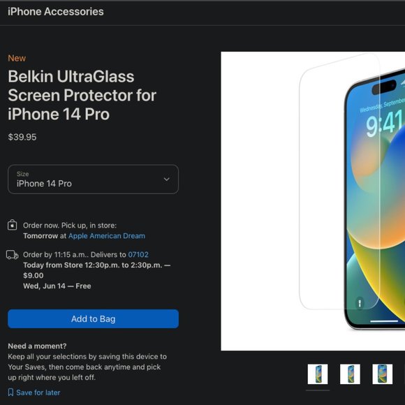 New Belkin Screen force Tempered Glass Screen Protector for iPhone 14 Pro 2-Pack - Picture 2 of 12